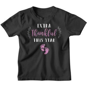 Extra Thankful This Year Girl Pregnancy Thanksgiving Youth T-shirt - Thegiftio UK