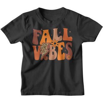 Fall Vibe Vintage Groovy Fall Season Retro Leopard V2 Youth T-shirt - Thegiftio UK
