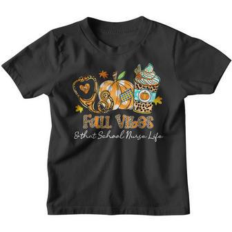 Fall Vibes & That School Nurse Life Stethoscope Pumpkin Fall Youth T-shirt - Thegiftio UK