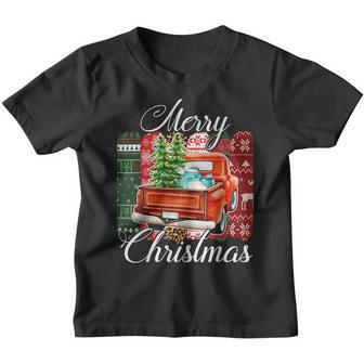 Farm Red Pickup Truck Merry Christmas Tree Pajama Family Youth T-shirt - Thegiftio UK