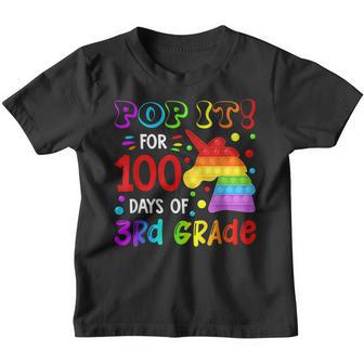 Fidget Pop It Unicorn 100Th Day Of 3Rd Grade For Girls Kids Youth T-shirt - Thegiftio UK