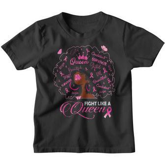 Fight Like A Queen Black Woman Breast Cancer Awareness Youth T-shirt - Thegiftio UK