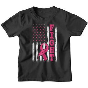 Fight Pink Ribbon Flag Breast Cancer Awareness Youth T-shirt - Thegiftio UK