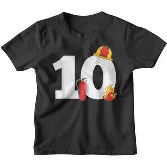 Fire Truck 10Th Birthday Boy 10 Years Old Firefighter Youth T-shirt - Thegiftio UK