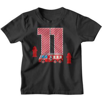 Fire Truck 11Th Birthday Boy 11 Year Old Firefighter V2 Youth T-shirt - Thegiftio UK