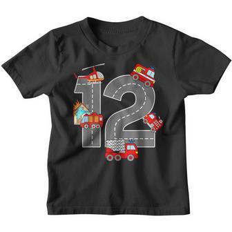 Fire Truck 12Th Birthday Boy 12 Year Old Firefighter V2 Youth T-shirt - Thegiftio UK