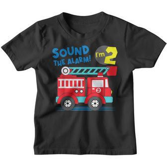Fire Truck 2 Year Old Firefighter 2Nd Birthday Boy Kids V2 Youth T-shirt - Thegiftio UK