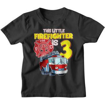 Fire Truck 3 Year Old Firefighter 3Rd Birthday Boy Kids V2 Youth T-shirt - Thegiftio UK