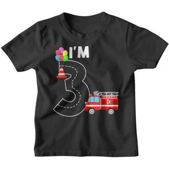 Fire Truck 3 Year Old Firefighter 3Rd Birthday Boy Kids Youth T-shirt - Thegiftio UK