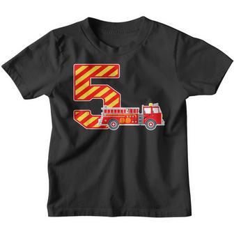 Fire Truck 5Th Birthday Boy Toddler Firefighter 5 V2 Youth T-shirt - Thegiftio UK