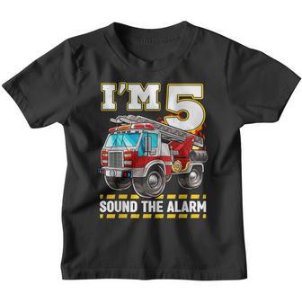 Fire Truck 5Th Birthday Boy Toddler Firefighter 5 Youth T-shirt - Thegiftio UK
