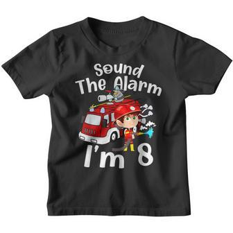 Fire Truck 8 Year Old Firefighter 8Th Birthday Boy Toddler V4 Youth T-shirt - Thegiftio UK