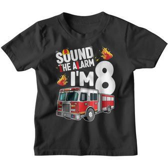 Fire Truck 8Th Birthday Boy Toddler Firefighter 8 V2 Youth T-shirt - Thegiftio UK