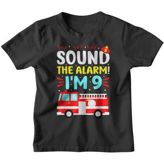 Fire Truck 9 Year Old Firefighter 9Th Birthday Boy Kids Youth T-shirt - Thegiftio UK