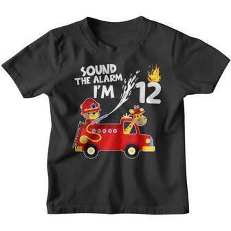 Fire Truck Ladder 12Th Birthday Boy Toddler Firefighter 12 Youth T-shirt - Thegiftio UK