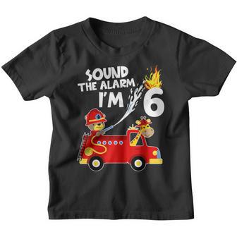 Fire Truck Ladder 6Th Birthday Boy Toddler Firefighter 6 Youth T-shirt - Thegiftio UK