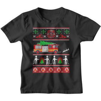Firefighter Ugly Christmas Design For Firefighters Or Kids Youth T-shirt - Thegiftio UK