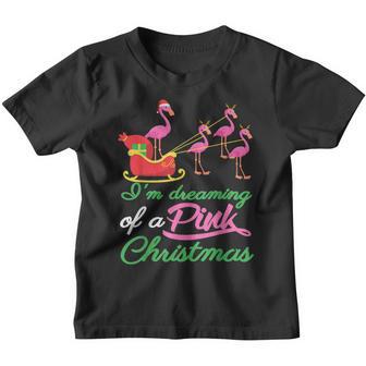 Flamingo Christmas Im Dreaming Of A Pink Gifts Girl Women Youth T-shirt - Thegiftio UK