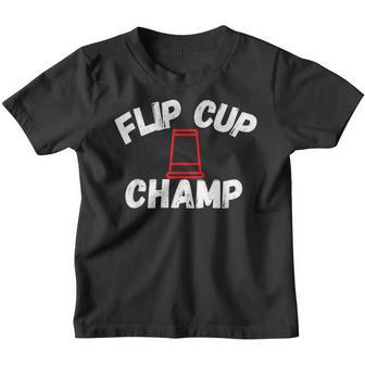 Flip Cup Champ Team Party Drinking Game Beer Pong Winner Youth T-shirt - Thegiftio UK
