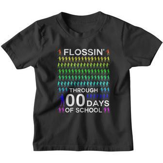 Flossin Through 100 Days Of School 100Th Day Floss Boys Youth T-shirt - Thegiftio UK