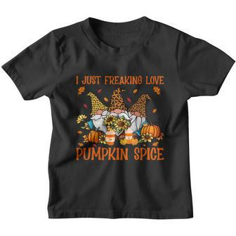 Freaking Love Pumpkin Spice Thanksgiving Gnome Sunflower Gift Youth T-shirt - Monsterry