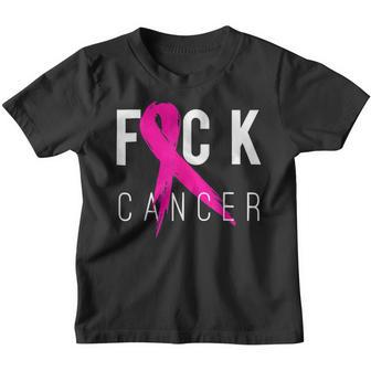 Fuck Cancer Breast Cancer Awareness Gift Retro Distressed V3 Youth T-shirt - Thegiftio UK