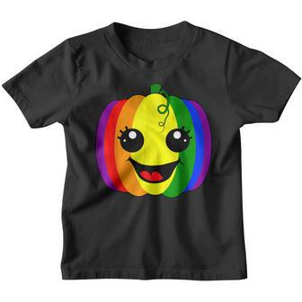 Fun Lesbian Gay Design Rainbow Pumpkin Pride Lgbt Halloween Youth T-shirt - Thegiftio UK