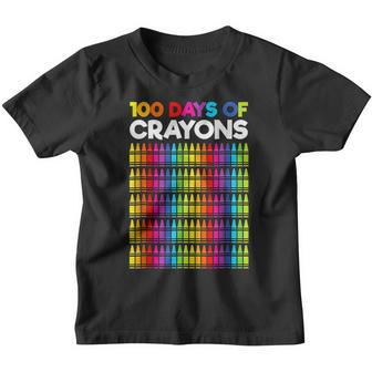 Funny 100 Days Of Crayons Kids 100Th Day Of School Youth T-shirt - Thegiftio UK