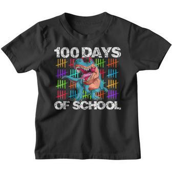 Funny 100 Days Of School 100Th Day Of School Dino Youth T-shirt - Thegiftio UK