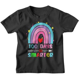 Funny 100 Days Smarter 100Th Day Of School Teacher Rainbow Youth T-shirt - Thegiftio UK