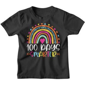 Funny 100Th Day Of School 100 Days Smarter Leopard Rainbow Youth T-shirt - Thegiftio UK