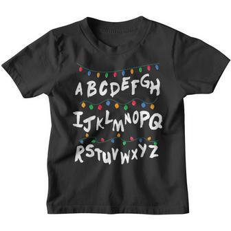 Funny Alphabet Christmas Lights Stranger For Boys Girls Youth T-shirt - Thegiftio UK