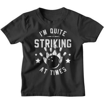Funny Bowling Im Quite Striking At Times Bowler Pun Youth T-shirt - Thegiftio UK