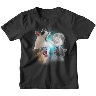 Funny Cat Cats Meowling At Moon Cat Lover Youth T-shirt - Thegiftio UK