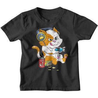 Funny Cat Gaming Cat Lover Kawaii Video Games Funny Gamer Youth T-shirt - Thegiftio UK