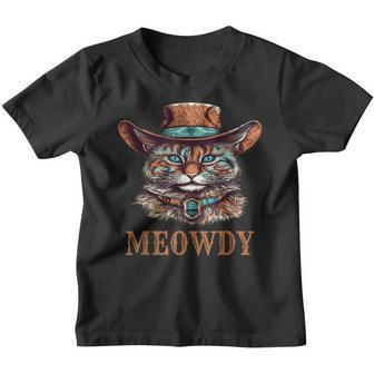 Funny Cat Graphic Howdy Western Cowboy Cowgirl Meowdy Cat Youth T-shirt | Mazezy
