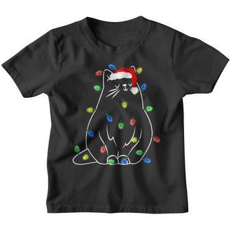 Funny Cat Tree Christmas Lights Xmas Pajama Women Men Kids Youth T-shirt - Thegiftio UK