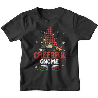Funny Cheerful Gnome Buffalo Plaid Matching Family Christmas Youth T-shirt - Thegiftio UK