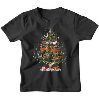Funny Chickens Christmas Tree Lights Ornament Decor Farmer Youth T-shirt - Thegiftio UK