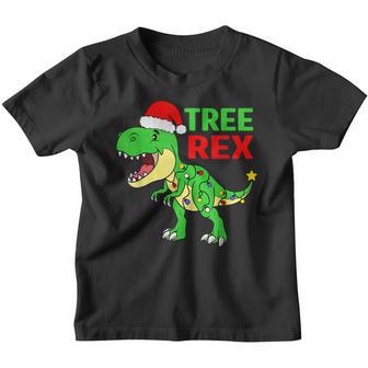 Funny Christmas Dinosaur Kids Christmas Tree Lights Santa V2 Youth T-shirt - Thegiftio UK