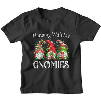 Funny Christmas Gnome Hanging With My Gnomies Family Pajamas Youth T-shirt - Monsterry