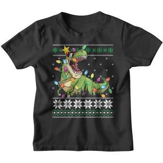Funny Christmas Ugly Sweater Boys Men Kids Tree Rex Youth T-shirt - Thegiftio UK