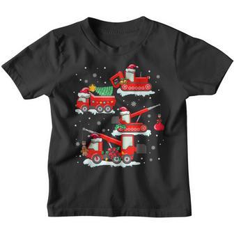 Funny Construction Vehicle Christmas Red Trucks Winter Boy Youth T-shirt - Thegiftio UK