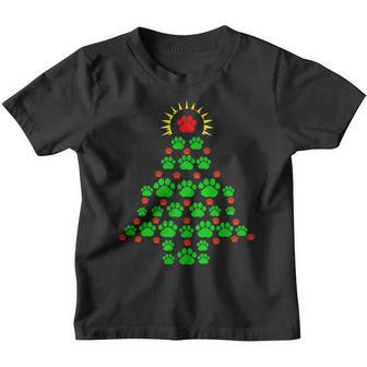 Funny Cute Dog Paws Print Christmas Tree Xmas Puppy Youth T-shirt - Thegiftio UK