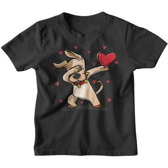 Funny Dabbing Dog Heart Valentines Day Gift Boys Girls Kids Youth T-shirt | Mazezy