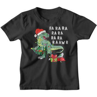 Funny Dinosaur With Santa Hat Costume Christmas Boys Youth T-shirt - Thegiftio UK