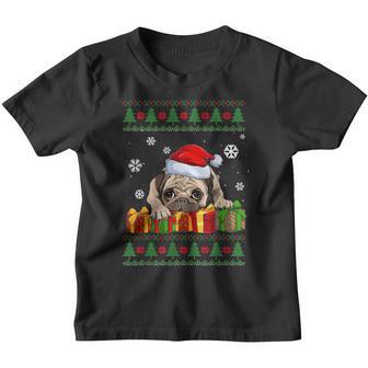 Funny Dog Lovers Cute Pug Santa Hat Ugly Christmas Sweater V3 Youth T-shirt - Thegiftio UK