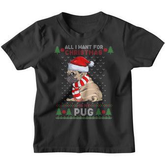 Funny Dog Lovers Cute Pug Santa Hat Ugly Christmas Sweater V7 Youth T-shirt - Thegiftio UK