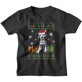 Funny Dog Lovers Dalmatian Santa Hat Ugly Christmas Sweater Youth T-shirt - Thegiftio UK