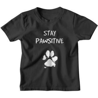 Funny Dog Paw Print Stay Positive Pun Gifts For Dog Lovers Youth T-shirt - Thegiftio UK